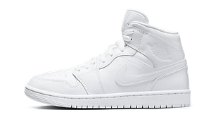 Hoobuy Jordan 1 Mid Triple White Patent Swoosh