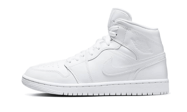 Air Jordan 1 Mid Triple White Patent Swoosh