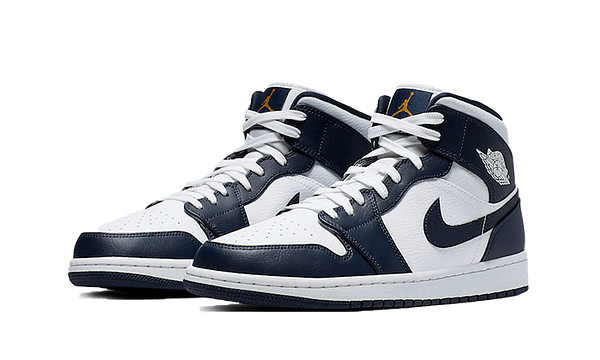 Hoobuy Jordan 1 Mid White Metallic Gold Obsidian