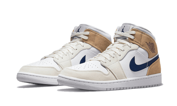 Hoobuy Jordan 1 Mid Tan Suede Navy