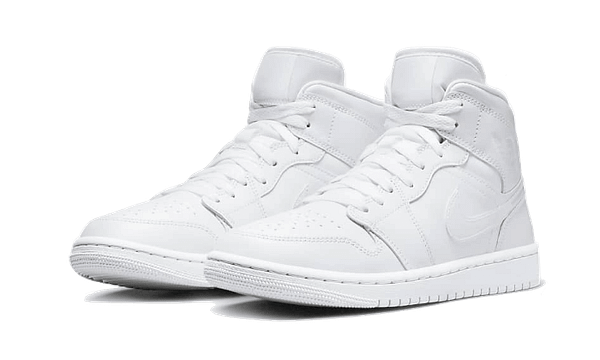 Hoobuy Jordan 1 Mid Triple White Patent Swoosh