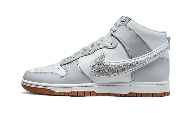 Hoobuy Nike Dunk High Retro Chenille Swoosh White Grey