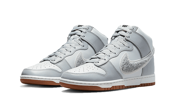 Hoobuy Nike Dunk High Retro Chenille Swoosh White Grey